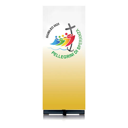 Coprileggio Slabbinck tessuto decorato logo Giubileo 2025 180x45 cm in italiano 1