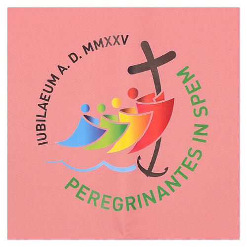 Rosa bedruckter Pultbehang Jubiläum aus Vatikanstoff 250x50 cm 2