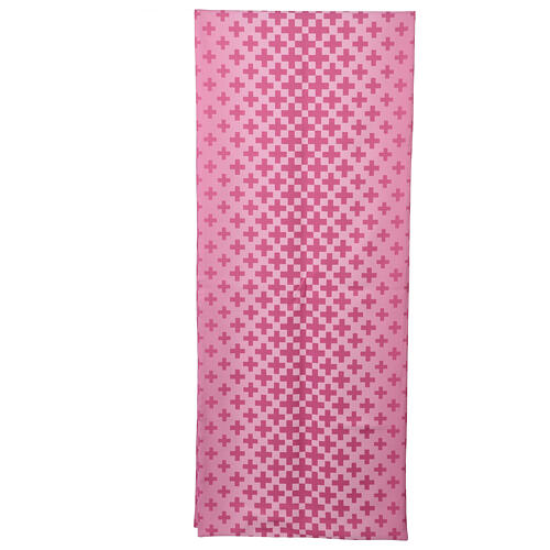 Pano de ambão cor-de-rosa em poliéster com impressão de cruzes Vebi Confezioni 3