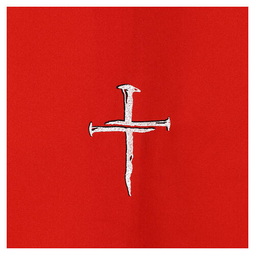 Lectern cover with embroidered nail crosses in silver thread by Vebi Confezioni 5