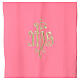 Paño de atril rosa bordado IHS y cruz oro s2