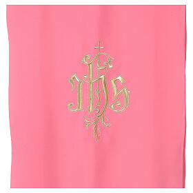 Pink pulpit cover with IHS embroidery and gold cross