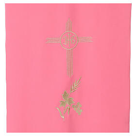 Pink Pulpit Lectern Cover with IHS Cross and Grapes with Wheat