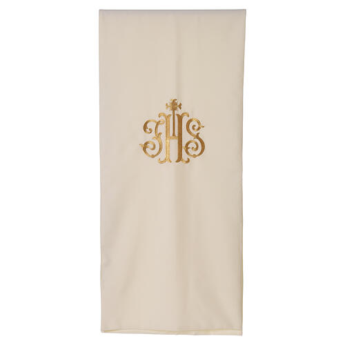 Golden stitched polyester lectern cover with JHS symbol 5
