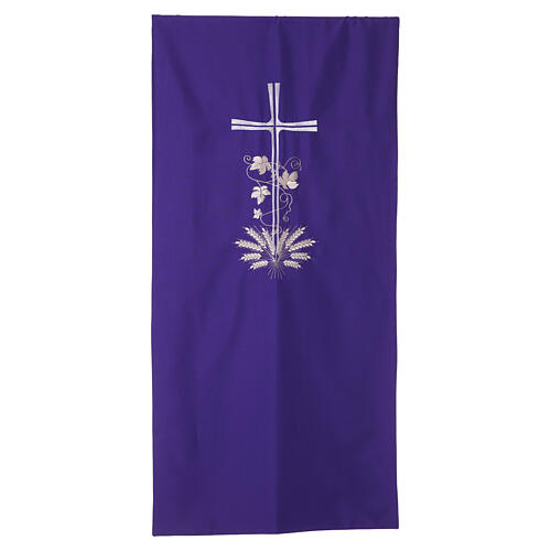 Lectern cover with silver-embroidered cross and golden ears of wheat 9