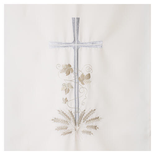 Voile de lutrin broderie croix argentée et épis de blé dorés 8