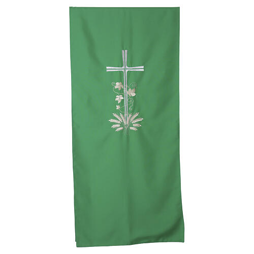 Lectern cover with silver cross embroidery and golden wheat spikes 3