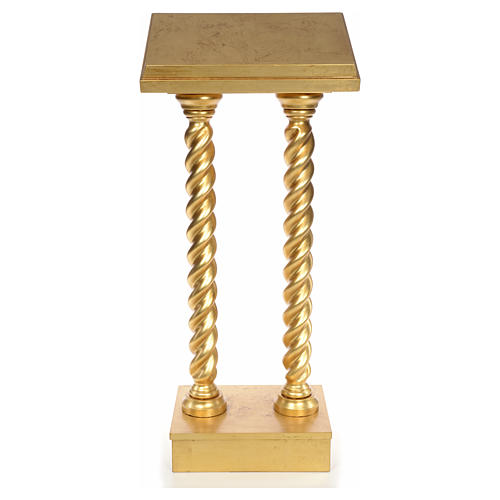 Stojak Pulpit pod ewangeliarz dwie kolumny skręcone listek złota 1
