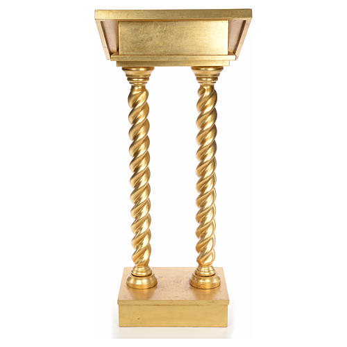 Stojak Pulpit pod ewangeliarz dwie kolumny skręcone listek złota 3