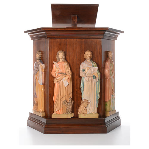 Ambão entalhado à mão 4 evangelistas relevo 130x90x45 cm 1
