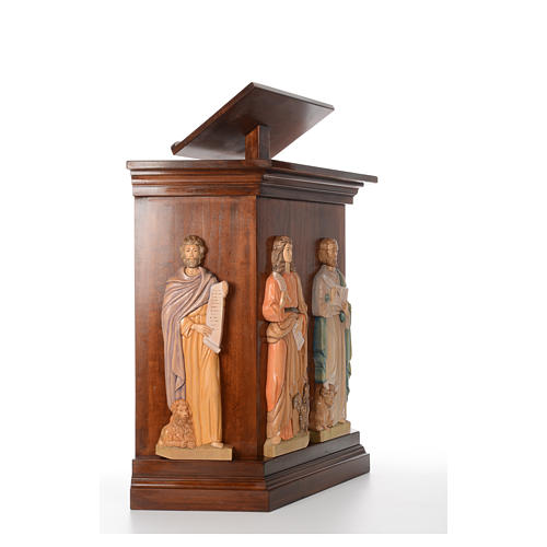 Ambão entalhado à mão 4 evangelistas relevo 130x90x45 cm 4