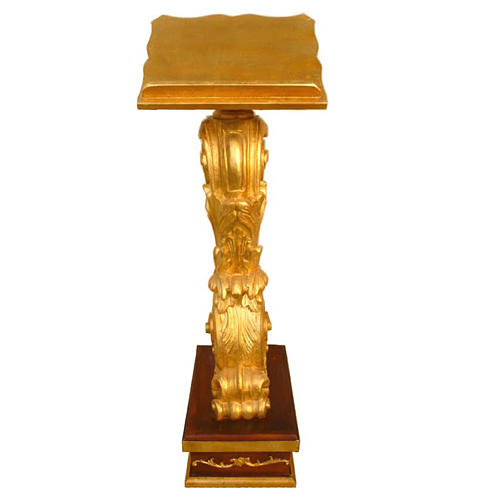 Lectern in wood with adjustable height, gold leaf 135x50x38cm 1