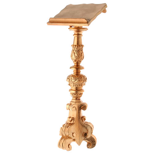 Leggio stile candeliere barocco intagliato foglia oro 120 cm 2
