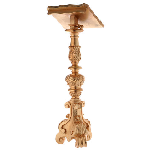 Leggio stile candeliere barocco intagliato foglia oro 120 cm 3