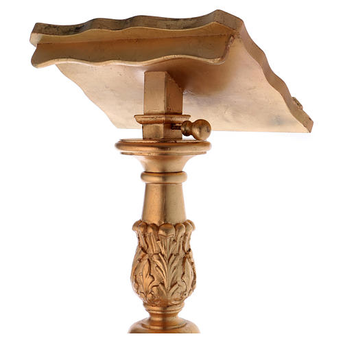 Leggio stile candeliere barocco intagliato foglia oro 120 cm 4