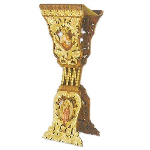 Lectern, foldable in carved wood 120x40x40cm 1