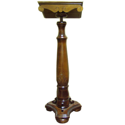 Lectern, column in turned solid wood, carved and adjustable 1