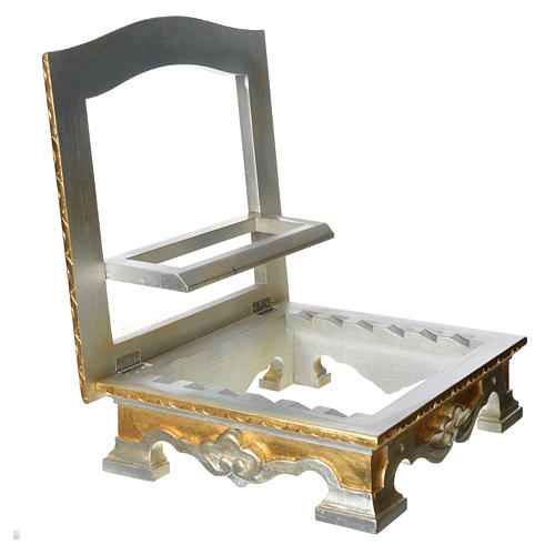 Table lectern in wood, with silver and gold leaf 7