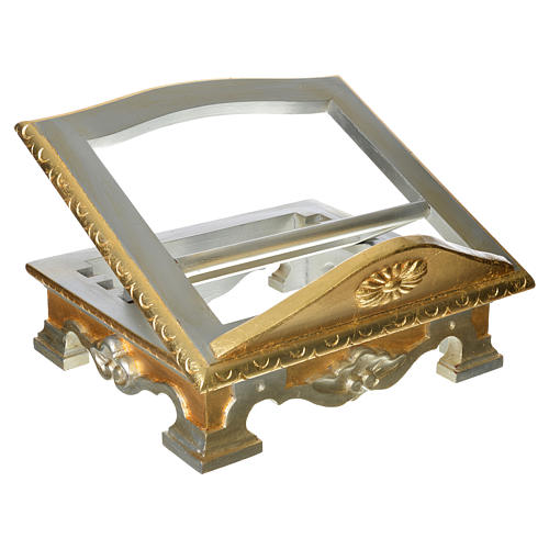 Leggio da tavolo legno foglia argento oro 1