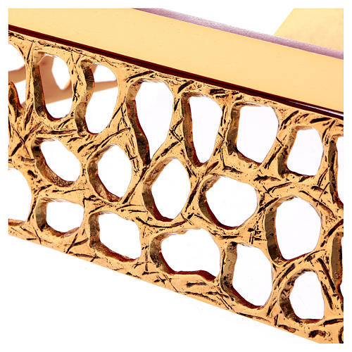 Estante mesa ouro rede plano imitação couro 3
