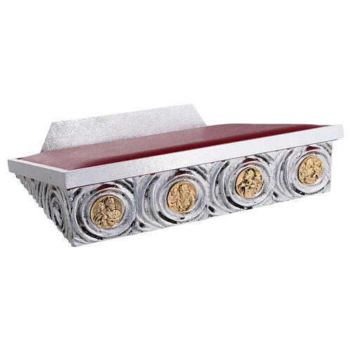 Pupitre d'autel laiton moulé argent or Evangélistes 6