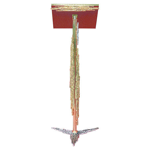 Lectern in gold and silver cast brass 106cm 1