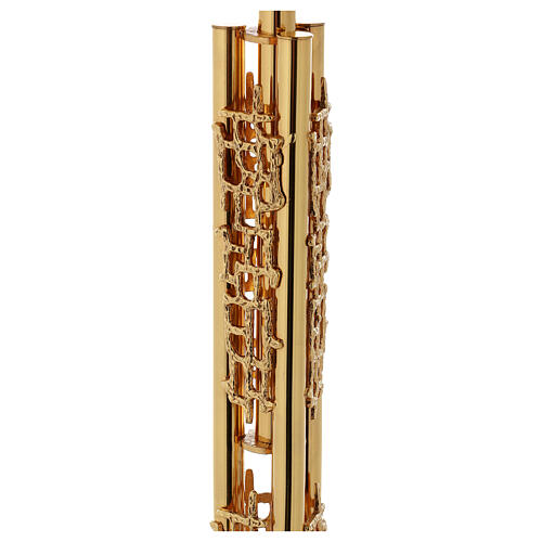 Singlecolumn book stand with marble base in gold brass with stylized design online sales on