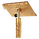 Single-column book stand with marble base in gold brass with stylized design s11