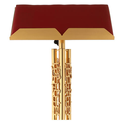 Pulpit wolnostojący z pozłacanego mosiądzu, stylizowany wzór, podstawa marmurowa 5