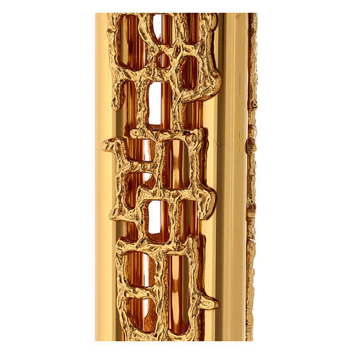 Pulpit wolnostojący z pozłacanego mosiądzu, stylizowany wzór, podstawa marmurowa 9