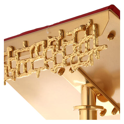 Estante de leitura latão dourado desenho estilizado base mármore 2