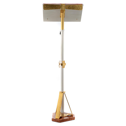 Stem lectern with marble base in brass with crosses 3