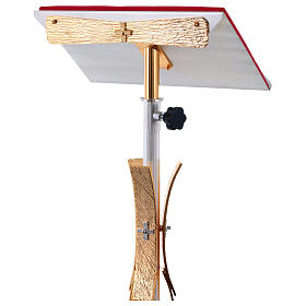 Leggio stelo motivi curvilinei ottone dorato