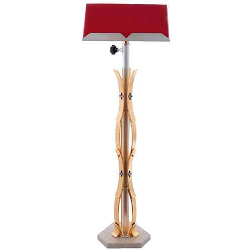 Leggio stelo motivi curvilinei ottone dorato 1