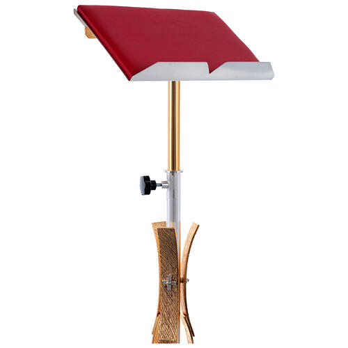 Leggio stelo motivi curvilinei ottone dorato 8