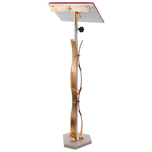 Stem lectern with curved shape in gold brass 4