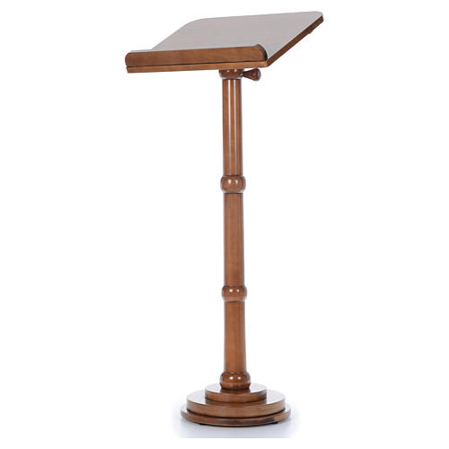 Lectern with rings and round base in light brown wood 2