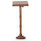 Lectern with rings and round base in light brown wood s1