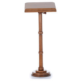 Lectern with rings and round base in light brown wood