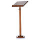 Single-column book stand with round base in light brown wood s2