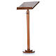 Single-column book stand with round base in light brown wood s7