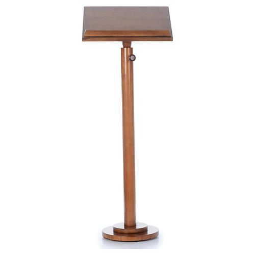 Single-column book stand with round base in light brown wood 1