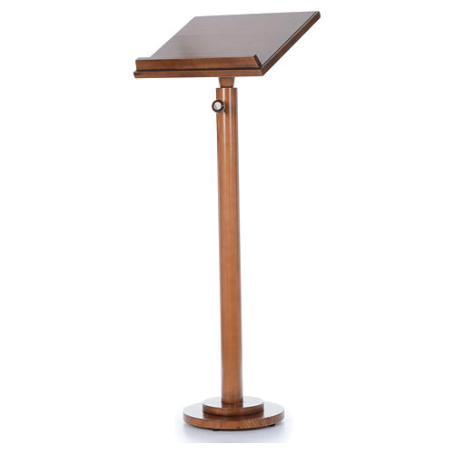 Single-column book stand with round base in light brown wood 2