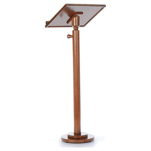Single-column book stand with round base in light brown wood 4