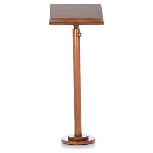 Single-column book stand with round base in light brown wood 6