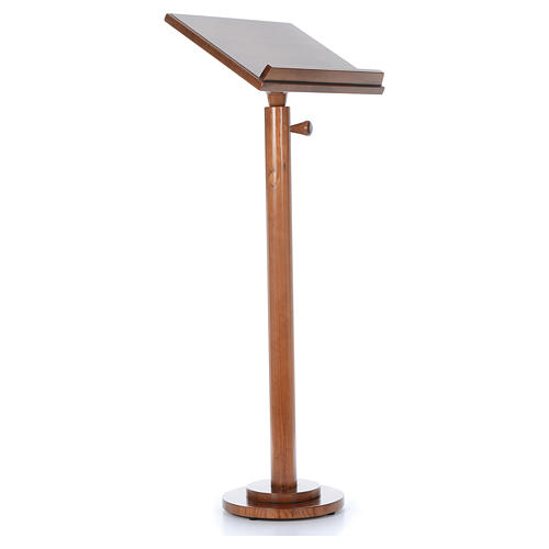Single-column book stand with round base in light brown wood 8