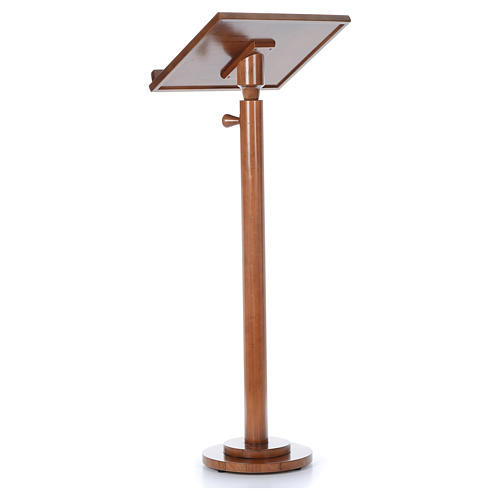Single-column book stand with round base in light brown wood 9