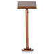 Single-column book stand with round base in light brown wood s6