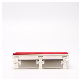 Silver-plated book stand with red cushion