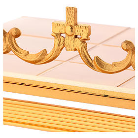 Gold-plated brass book stand with cross
